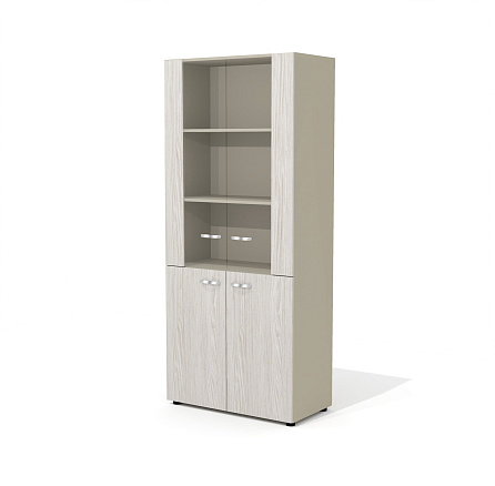 NT-47 Шкаф  88x46x204,5 Ньютон / New.Tone дуб серебристый шпон (Италия) /стекло матовое