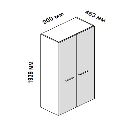 156926 Шкаф для кабинета высокий с двумя глухими дверцами и замком Enosi Белый LS (68)