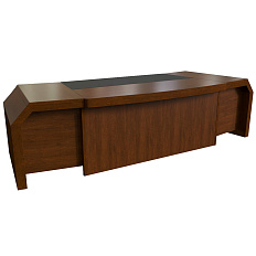 28101 Стол руководителя с кожаными вставками Kingston темный орех