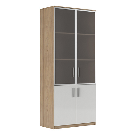 AST33951021 Шкаф для бумаг со стеклом глянец 90x45x205,6 ASTI вяз / белый