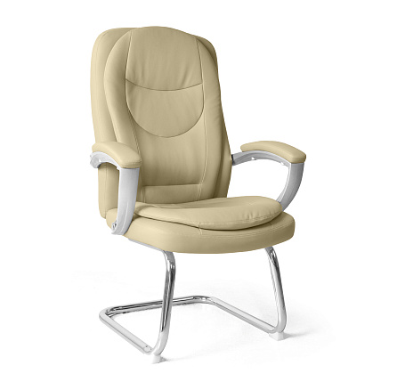 GY-6001 Кресло экокожа+кожзам, полозья хром обивка бежевый