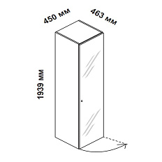 156924 Шкаф для кабинета высокий со стеклянной дверцей и замком, правосторонний Enosi Белый LS (68)