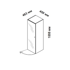156913 Шкаф для кабинета средний со стеклянной дверцей и замком, левосторонний Enosi Белый LS (68)