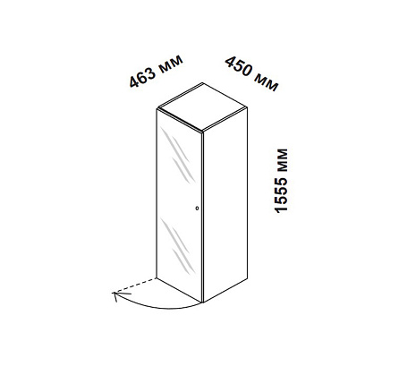 156913 Шкаф для кабинета средний со стеклянной дверцей и замком, левосторонний Enosi Белый LS (68)