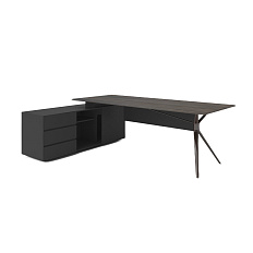 WNS1816L Стол для руководителя с тумбой левый 1800*1600*750 Арес люкс / Ares Lux жженый дуб