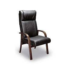 NAPOLI  A/D LX Кресло кожа/кз, каркас дерево, подлокотники дерево madras 21 черный/ светлый орех