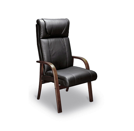 NAPOLI  A/D LX Кресло кожа/кз, каркас дерево, подлокотники дерево madras 21 черный/ светлый орех