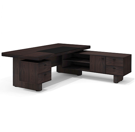 SD-200.2+SD-31R+SD-30 Стол руководителя правый 200х208х75 Sydney вишня Ойра/антрацит