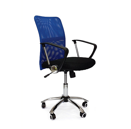 RT-588 Кресло сетка, крестовина хром, ТопГан обивка синий
