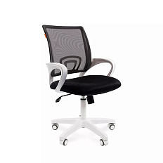 696 White Кресло сетка/ткань, крестовина пластик обивка черный TW-01/TW-11, каркас белый ID 7014835