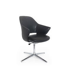 KH-Star-X (pu) Кресло конференц экокожа, крест. алюминий, мех.мультиблок обивка черный 2633