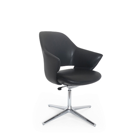 KH-Star-X (pu) Кресло конференц экокожа, крест. алюминий, мех.мультиблок обивка черный 2633