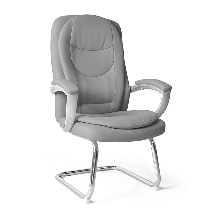 GY-6001 Кресло экокожа+кожзам, полозья хром обивка серый