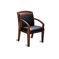 Congress Стул кожа, каркас дерево обивка черный, подлокотники темный орех