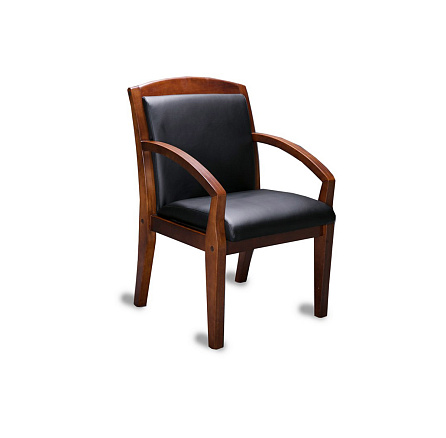 Congress Стул кожа, каркас дерево обивка черный, подлокотники темный орех