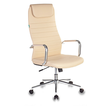 KB-9N Кресло экокожа, крестовина хром обивка бежевый ECO OR-12, каркас хром, ID1140276
