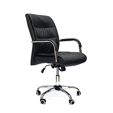 RT-333B Кресло экокожа, крестовина хром ТопГан Люкс обивка черный 40