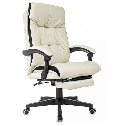 CH-824MSG-BF Кресло экокожа/ткань слоновая кость, подст. для ног, крестовина пластик, ID2067251
