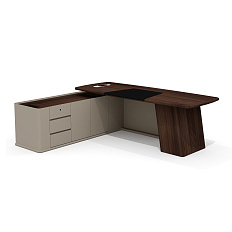 AS-24.1L Стол руководителя с опорной тумбой 240х196х76 Астон / Aston дуб Верде/серый кварц/мокко