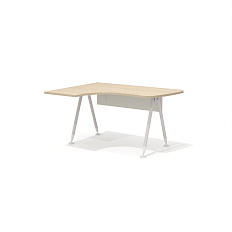 GM-103L + G-85 Эргономичный стол на металлокаркасе левый Gamma дуб выбеленный N/беж
