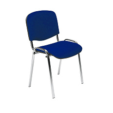 ИЗО Стул ткань, каркас металл обивка черно-синий В-12, каркас хром