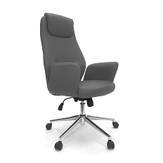 RT-5649 Кресло экокожа, крестовина хром ТопГан Люкс обивка тёмно-серый 45