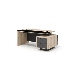 BR-16R Стол руководителя 180х105х76 Bruno дуб Кронберг/антрацит