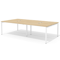 RM-3.1 (x4) + F-53M Двойная группа сдвоенного стола прямого с люком на металлокаркасе Rio Project швейцарский вяз / белый