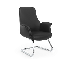 MB-613BS Кресло кожа/экокожа, полозья хром, обивка черный К08/ PU019