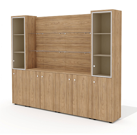 Шкафная группа (комплектация 53) 247,2х37х200,8  Рио Директ / Rio Direct вяз швейцарский/беж/стекло