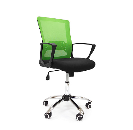 RT-2005 Кресло сетка, крестовина хром, ТопГан обивка зеленый