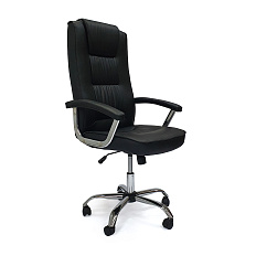 GY-330 Кресло экокожа+кожзам, крестовина хром, механизм Топ Ган обивка черный