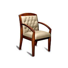 Congress lux  Стул кожа, каркас дерево обивка бежевый, подлокотники темный орех