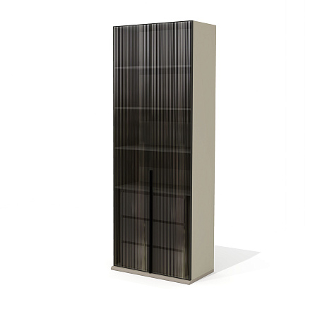 AS-47 Шкаф 80х46х218 Aston серый кварц/мокко/стекло тонированное рифленое