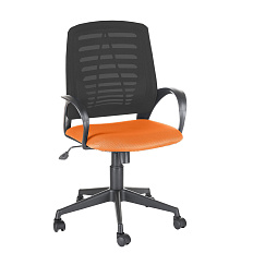 Ирис Кресло ткань,крест.пластик,механизм пиастра оранжевый/черный TW,каркас черный