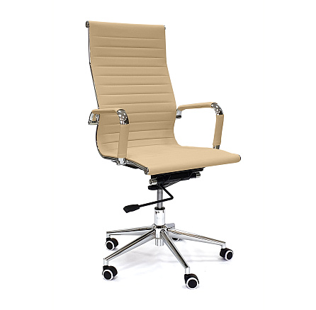 RT-03Q Кресло экокожа, крестовина хром knee-tilt обивка бежевый 70