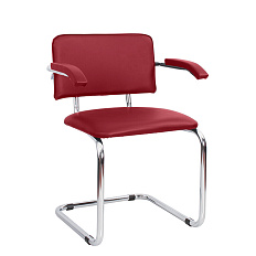 СИЛЬВИЯ ARM Стул иск. кожа, полозья хром 00-0083242  красный V-27 хром