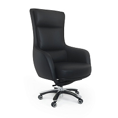 MB-635 Кресло кожа/экокожа, крестовина алюм., механизм мультиблок, обивка чёрныйK08/PU019