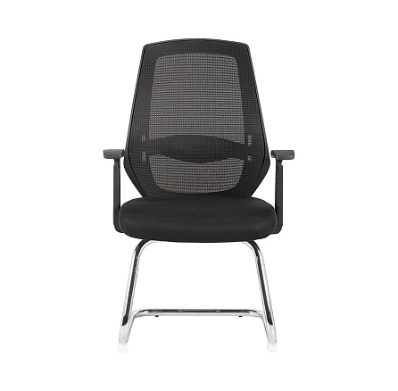 MS-6067v Кресло сетка, полозья хром обивка черный