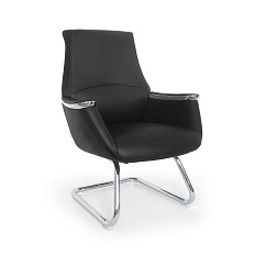 MB-638BS Кресло кожа/экокожа, полозья хром, обивка черный К08/PU019