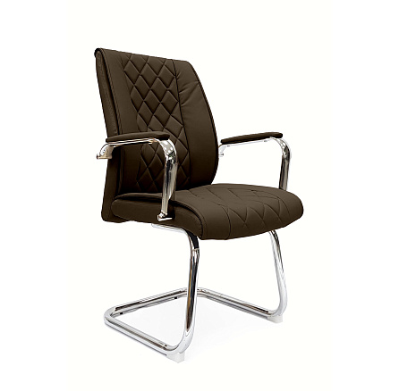 RT-720BS Кресло экокожа, полозья хром обивка коричневый 67
