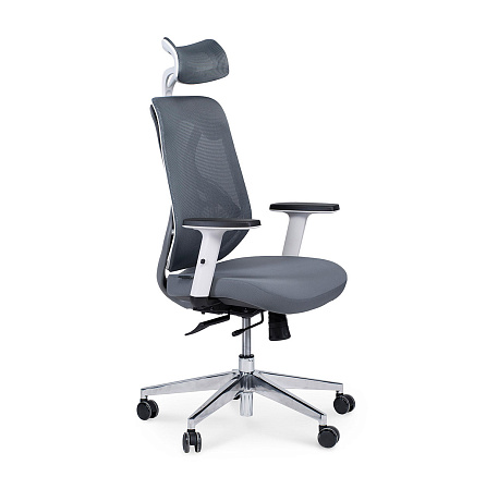 Имидж grey  Кресло белый пластик/серая сетка/серая ткань