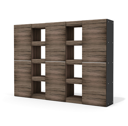 GS-7M+GS-9 (x2) Шкаф-гардероб 255,4х42х185 Глазго / Glass.Go лимба тёмная/стекло тонированное