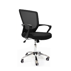 RT-008 Кресло сетка, крестовина хром, Топ Ган обивка черный