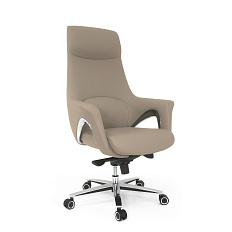 MB-636 Кресло кожа/экокожа, крестовина алюм., механизм мультиблок, обивка тёмно-бежевый К35/PU35