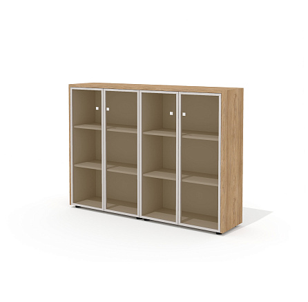 Шкаф для документов средний со стеклом (комплектация 26) 163,6х37х122,2 Рио Директ / Rio Direct вяз