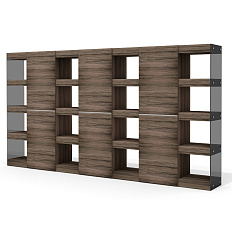 GS-7M+GS-8M+GS-9 Шкаф-гардероб 339,4х42х185 Глазго / Glass.Go лимба тёмная/стекло тонированное