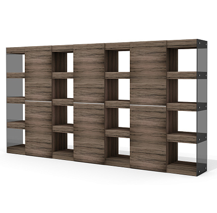 GS-7M+GS-8M+GS-9 Шкаф-гардероб 339,4х42х185 Глазго / Glass.Go лимба тёмная/стекло тонированное