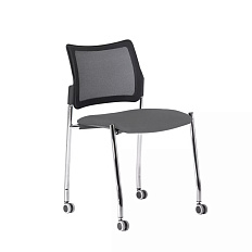 PINKO MESH на колесах Стул сетка/ткань, каркас хром обивка черный