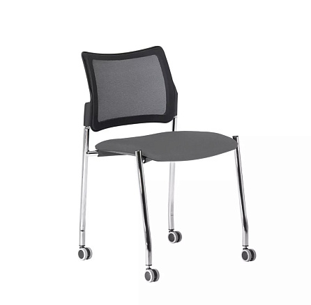 PINKO MESH на колесах Стул сетка/ткань, каркас хром обивка черный